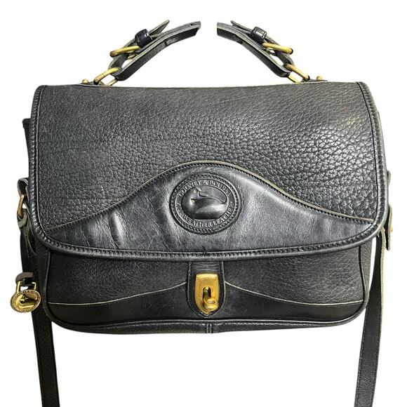 Vintage Dooney & Bourke All-Weather Leather Black Carrier Large Shoulder bag - Picture 1 of 14
